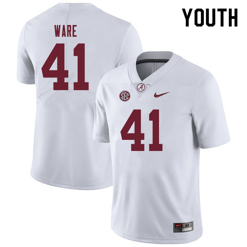 Youth #41 Carson Ware Alabama Crimson Tide College Football Jerseys Sale-White